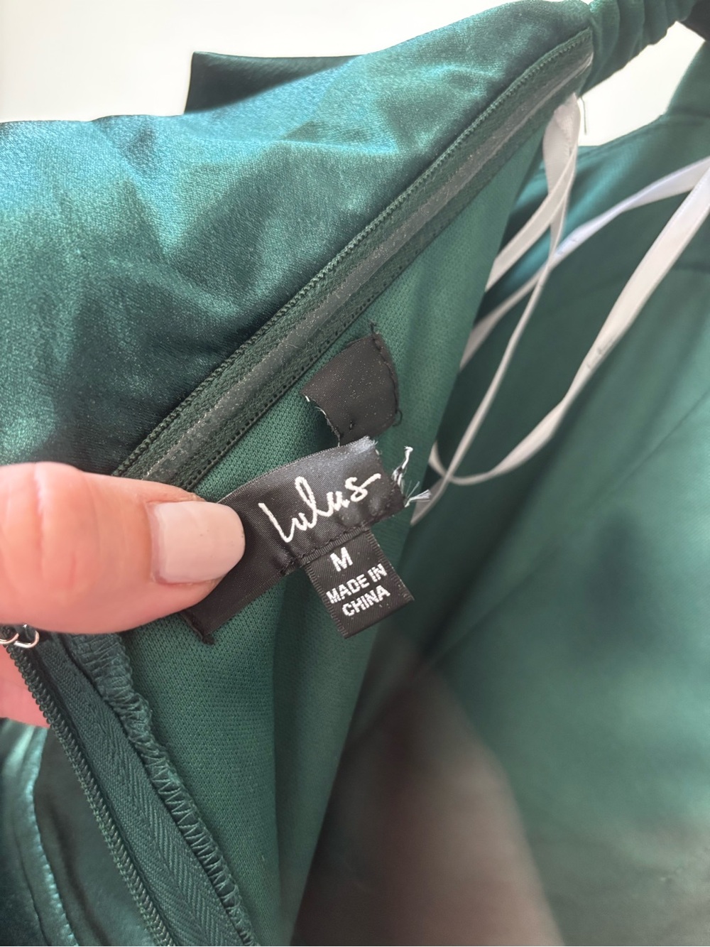 Lulu's Greatest Hits Forest Green Satin Off-the-Shoulder Maxi Dress (2/6) - Picture 5 of 5